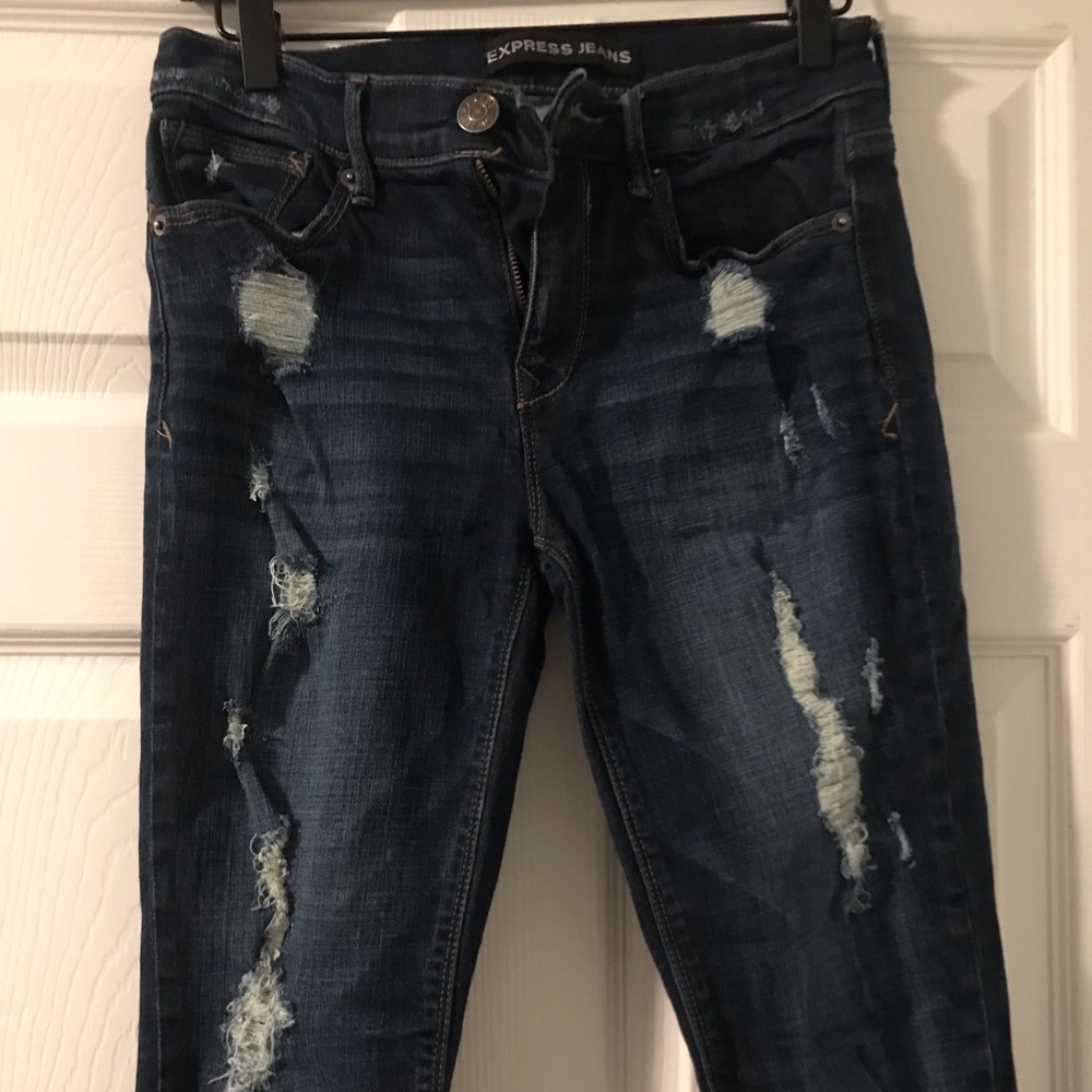 Express Destroyed Denim Legging Mid-Rise